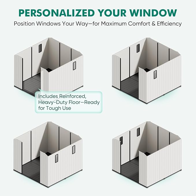 8x6 Resin Outdoor Storage Shed with Floor, Plastic Tool Shed for Gardening, Patio, and Deck, White/Gray