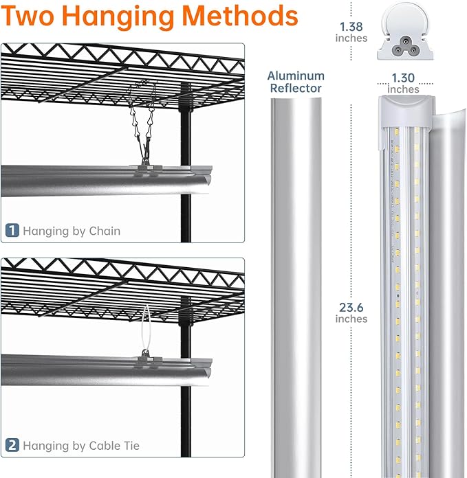 Plant Shelf with Grow Lights, 5-Tier Plant Stand with T8 24W Grow Light for Indoor Plants with Wheel, 5000K Full Spectrum LED Plant Light with Timer for Seedling, Seed Starting, 29.5x13.8x59IN