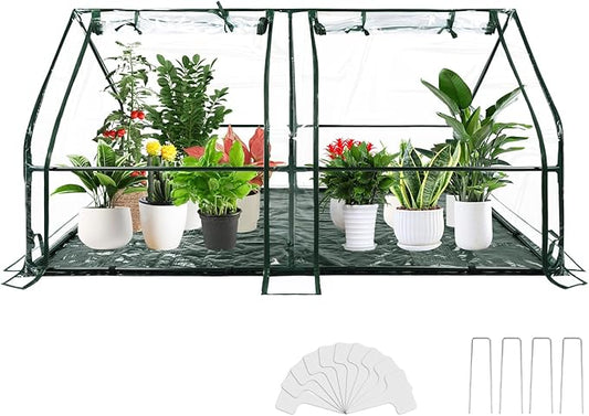 U'Artlines Portable Mini Greenhouse 6x3x3 Ft Small Greenhouse for Outdoors with Waterproof Pad, Little Green Houses Plant Cover Tent for Outside Garden Small Plants, Clear PVC