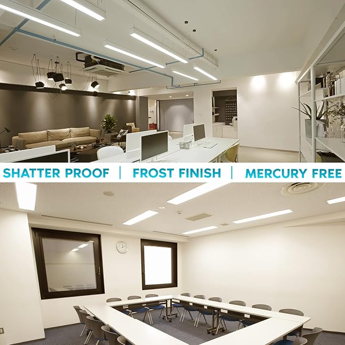 LUXRITE 4FT T5 LED Tube Lights, Type A+B, 24W=54W, 3000K Soft White, 45.78", Ballast and Ballast Bypass Compatible, Single or Double End Powered, F54T5 Fluorescent Replacement, Damp Rated (4 Pack)