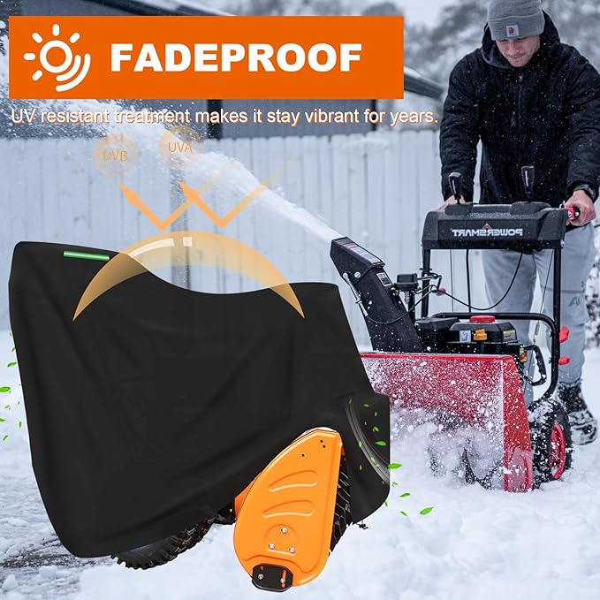 Snowblower Cover-Waterproof Heavy-Duty 600D Oxford Cloth Snow Blower/Thrower Cover Fit for PowerSmart, Snow Joe,Toro,EGO, Honda, Ryobi, Cub Cadet, Ariens, Troy Bilt, Black