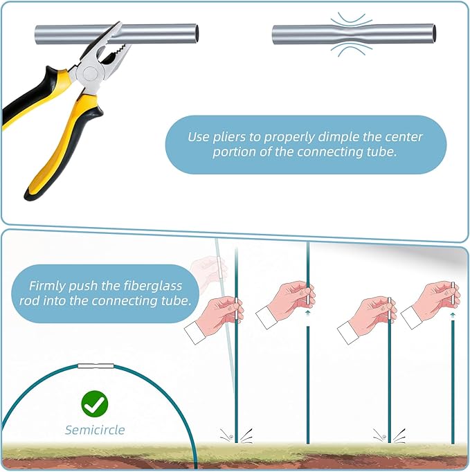 22Pcs Metal Garden Stake Connectors for 7mm Diameter Glassfiber, Plant Stake Connector for Glassfiber Plant Support Greenhouse Hoops Tent Rods(Inner Dia 7mm)