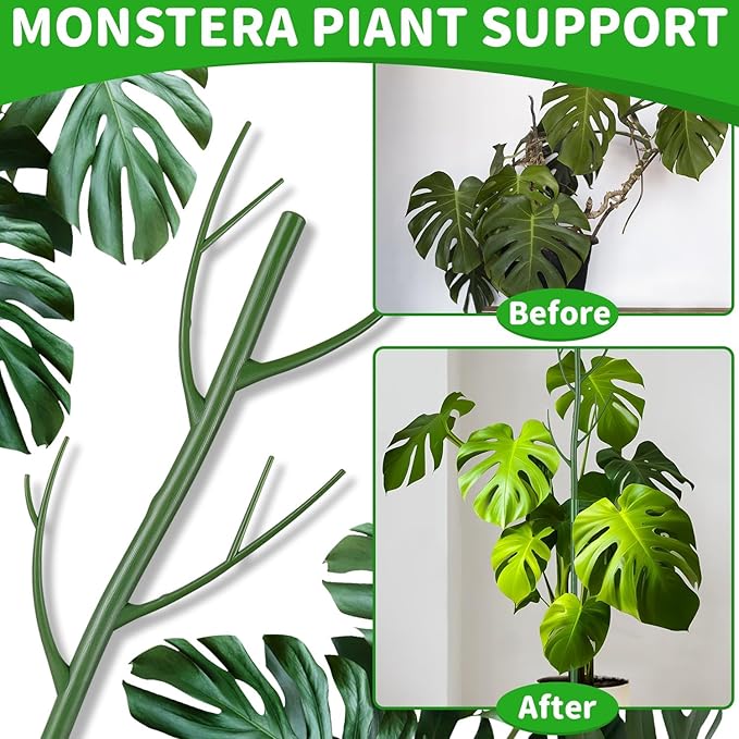 6 Pack Monstera Plant Support Stakes 27.56 Inch Stackable Plant Sticks Twigs Support Tall Plant Trellis for Indoor Climbing Potted Plants