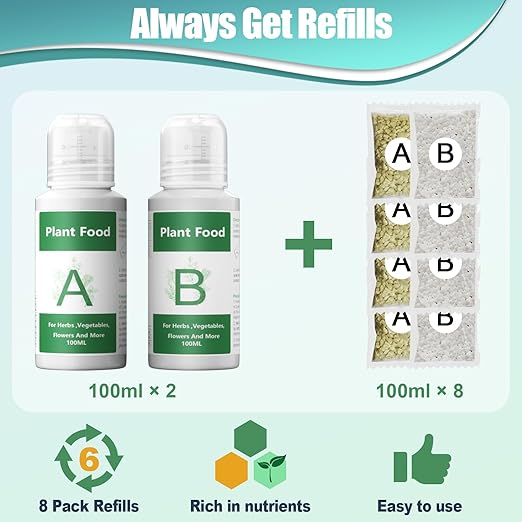 Hydroponics Nutrients (1000ml in Total), All Purpose Plant Food A & B, Hydroponics Supplies, Fertilizer for All Plants and Media, Hydroponics System Accessories for Vegetables Fruits Flowers Thrive