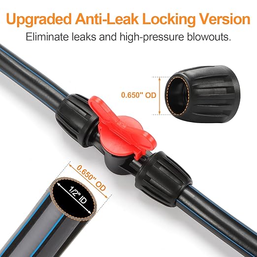12 Pieces 1/2 Inch Drip Irrigation Valve Fittings, 1/2'' Barbed Shut Off Valve for 1/2 Inch Irrigation Tubing (1/2" ID x 0.640" OD) Anti-leak Straight Irrigation Parts for Garden System