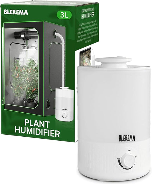 3L No Leak Plant Humidifiers for Grow Tent Greenhouse and Grow Room, Top-Fill, Auto Shut Off, with Extendable Targeting Hose Perfect for Indoor Plant Care and Humidity Control (Single Dual Fog Output)