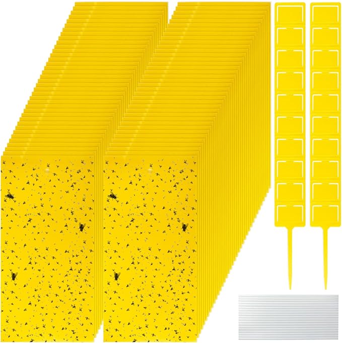 220 Pcs 7.9 x 4 Inch Sticky Traps for Plant Gnats Double Sided Sticky Traps with Twist Ties for Flying Killer Insect Indoor Outdoor Fungus Gnats, Whiteflies, Aphids (Yellow)