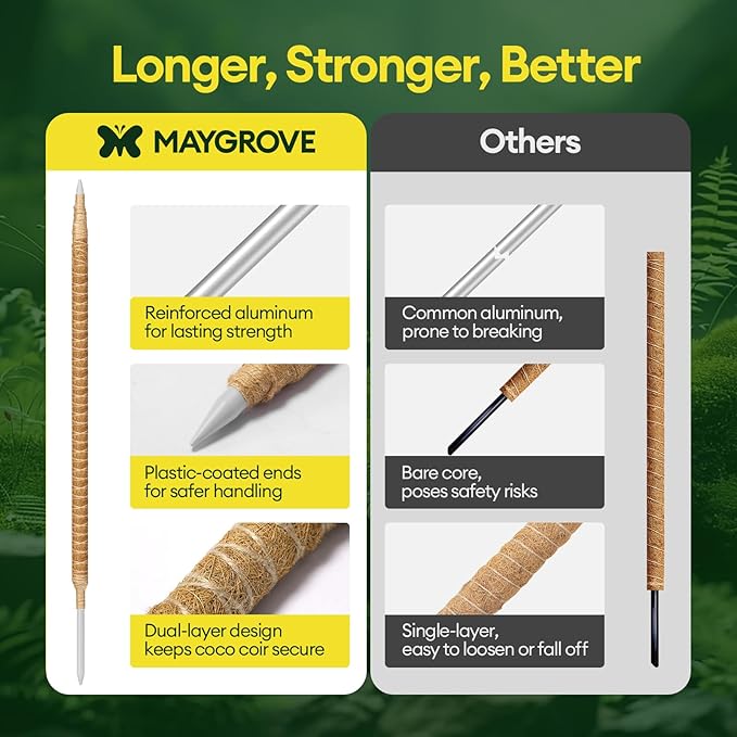 3-Pack 28” Bendable Moss Pole Monstera Plant Support for Climbing Indoors Plants, Coir Moss Poles Sticks DIY, Plant Support Stake for Potted Plants