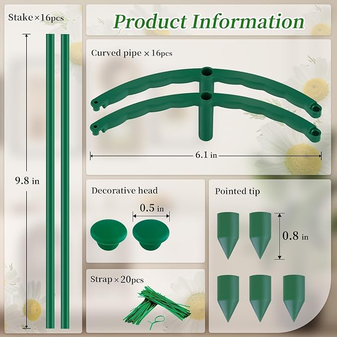 Plant Support Cages 2 Pack,Supking Plant Stake Trellis Adjustable Height and Width for Indoor Outdoor,Plastic Flower Support Ring for Garden Hydrangea Peony Tomato Potted Plants Comes 30 Strap Ties