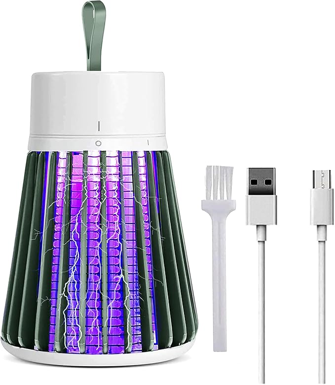 Bug Zapper Outdoor,Electric Mosquito Zapper Portable Camp Mosquito Killer,Rechargeable Indoor Fly Zapper,Electric Fly Zapper,Fly Traps,Flying Insects Zapper Indoor Outdoor (Green)