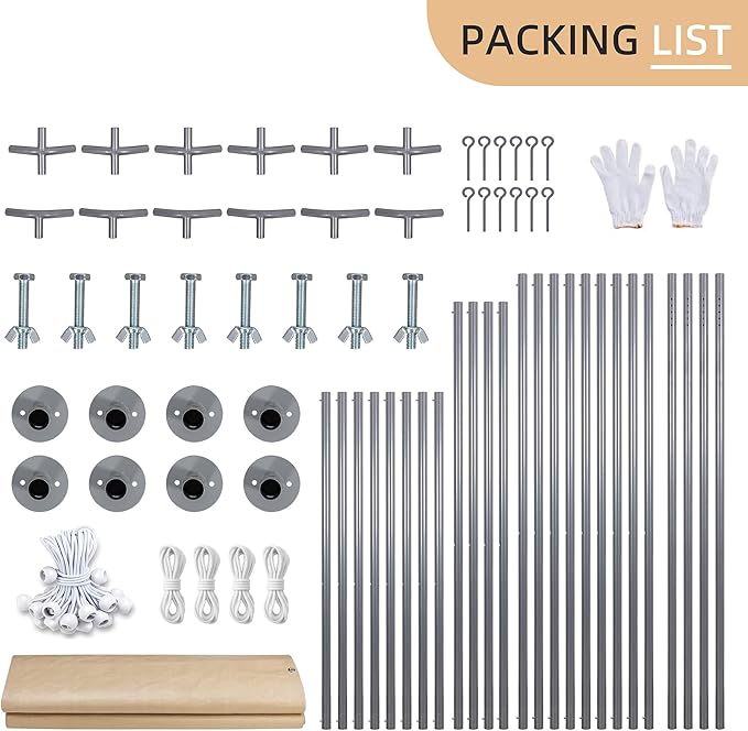 JY QAQA Carport, 10x20 FT Heavy Duty Carport with Removable Side Walls and Doors, Portable Garage with Roll-Up Window and Sandbags, Car Canopy with All-Season Tarp for Cars, Trucks, Boats, Khaki