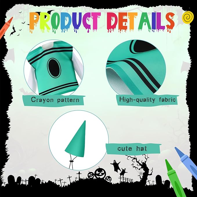 Geyoga Halloween Goose Crayon Costume Porch Goose Outfits 23" Fall Geese Clothes Classroom Lawn School Garden Patio Yard Outdoor Decorations(Green,Crayon)