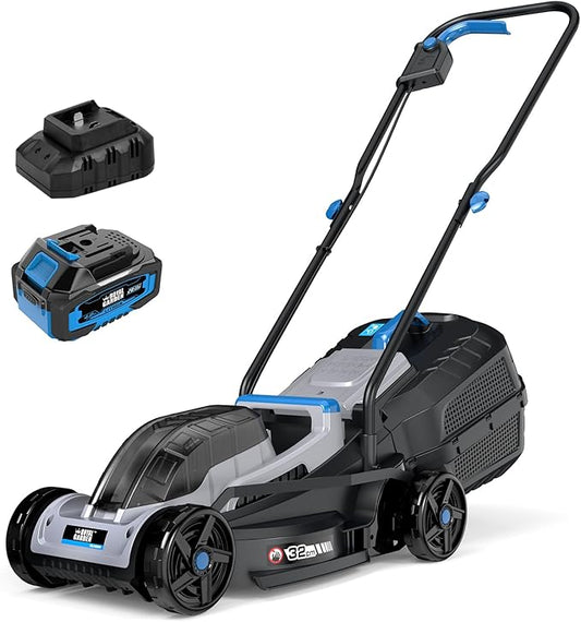ROYAL GARDEN 13 Inch Lawn Mower Cordless Electric Walk Behind Push Mower with 5-Height Adjust Portable & Lightweight Push Battery Powered Lawn Mower (4.0AH Battery & Charger Included)
