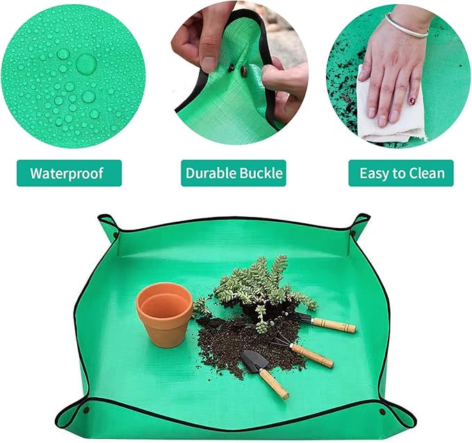 Repotting Mat for Indoor Plants, 26.8" X 26.8" Waterproof Succulent Potting Mat, Foldable Reusable Soil Change Mat Gardening Planting Mat - Gifts for Plant Lovers