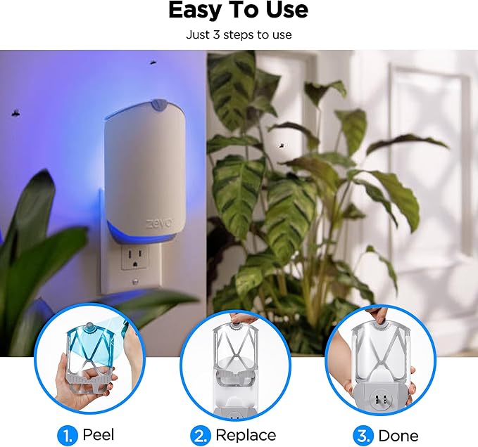 8 Pack Refill Cartridge Kit Replacement Compatible with ZEVO M364 and ZEVO Max Plug-in Light Flying Insect Trap Refill for Indoors Refill Replacement Sticky Pads for Bug Catcher