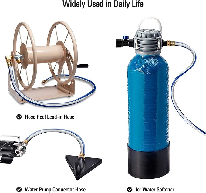 Solution4Patio Short Leader Garden Hose 3/4 in. x 3 ft. -Kink Free, No Leaking, Both Female Brass/Aluminum Fittings -Heavy Duty Durable Flexible Lightweight Water Pipe for Household & Commercial -Blue