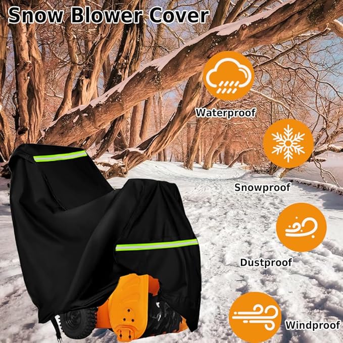 Snow Blower Cover Heavy Duty 600D Waterproof Universal Fit Cover Snow Thrower Cover-(51.18" L x 33.07" W x 40.15" H)