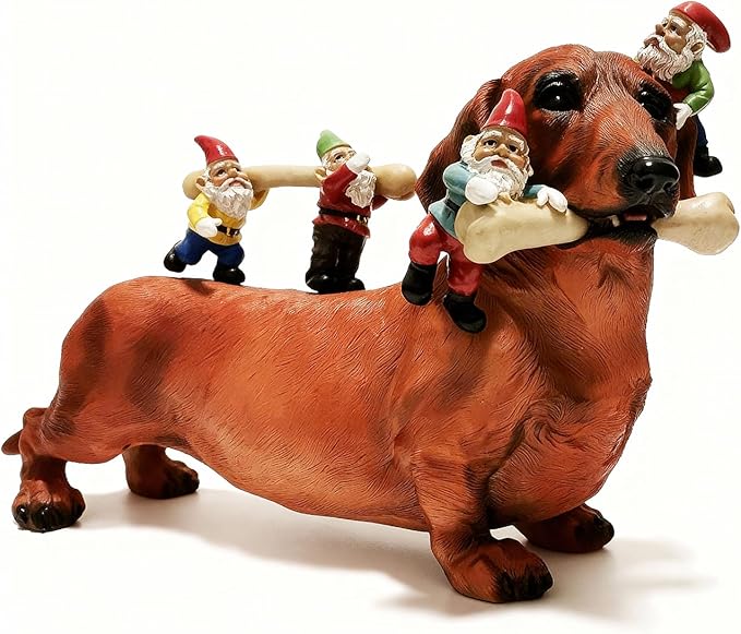 Sunthus Dachshund Garden Gnomes Statues Outdoor Funny Decorations Yard Weiner Decor