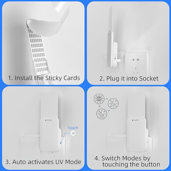 Mosalogic Fruit Fly Traps for House Use Gnat Trap Flying Insect Trapper Plug-in Mosquito Killer Indoor Gnat Moth Catcher Fly Tapper with Night Light UV Attractant Catcher for Home Office White-1PACK