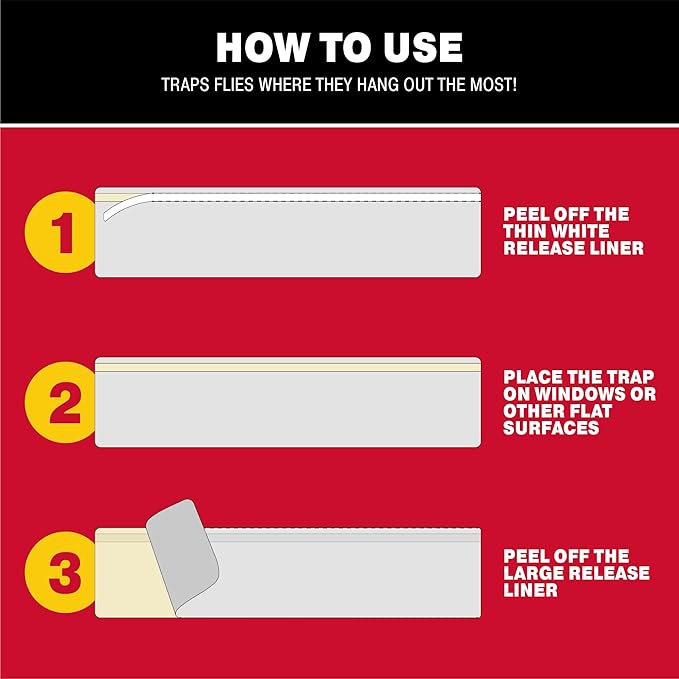 Catchmaster Window Fly Traps 12-Pack XL, Fruit Fly Traps for Indoors, Disposable Bulk Bug Catcher, Waterproof Insect Glue Trap, Adhesive Strips, Pet Safe Pest Control for Home, Kitchen, & Garage