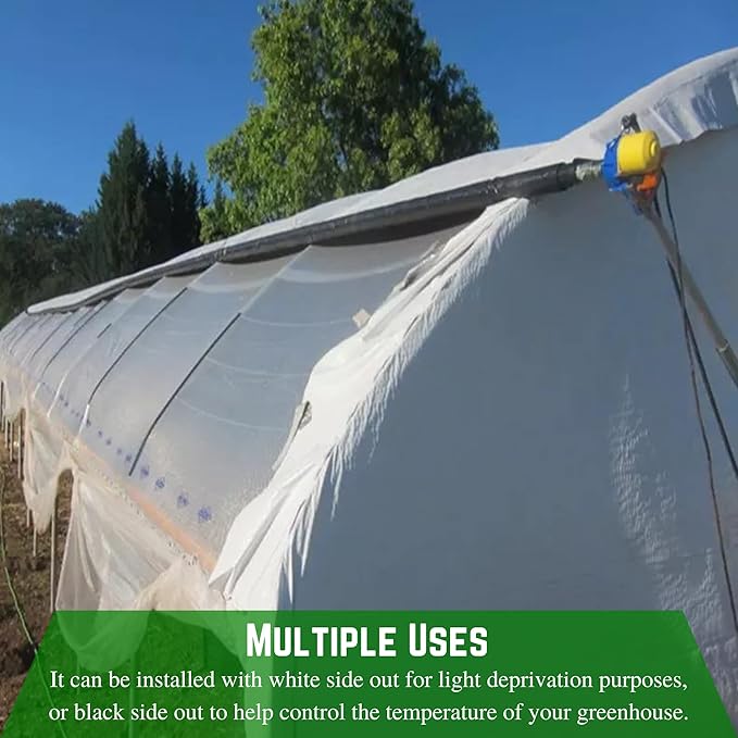 Farm Plastic Supply - Panda Film Light Deprivation Greenhouse Cover - 6 mil - (16' x 50') - 100% Blackout Tarp, Black White Plastic Sheeting, Green House Poly Film