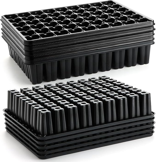 54 Cell Seed Starter Trays, 2.8" Deep Plug Flat Tray,10 Pieces Big Holes Germination Tray, Thick Durable Seedling Plastic Nursery Reusable Trays (11.14inch ×14.6 inch, 10-Pack)