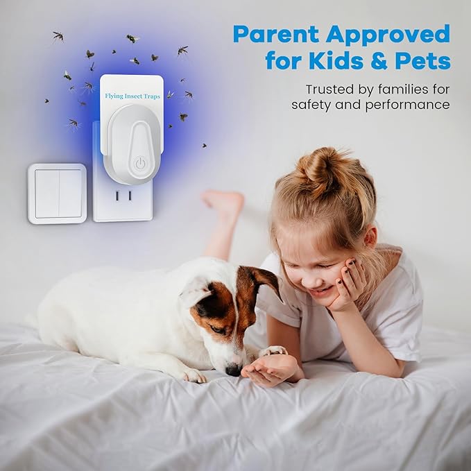 Indoor Fly Trap Plug-in Insect Traps 2 Devices with 6 Refills Fruit Fly Traps for Indoors Gnat Killer for House Flies, Flying Bugs, Moths, Mosquitoes (2 Device 6 Refills)
