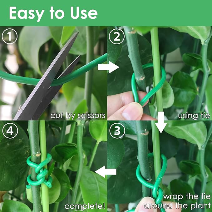 Soft Plant Tie Garden Plant Twist Tie TPR Plant Supply, for Supporting and Fixing Garden Planting Branches Vines, Stems, for Garden, Office, Home Organizing (164ft /3.5mm Diameter, Green)