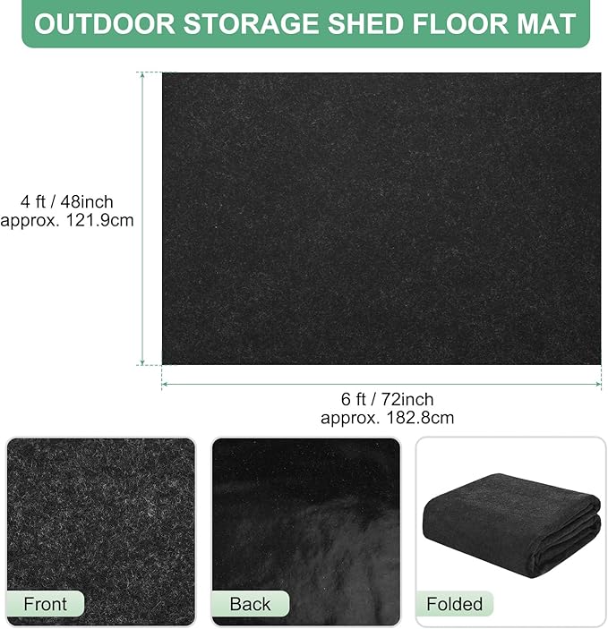 Outdoor Storage Shed Mat, 4x6 ft Waterproof Small Shed Flooring Mat for Patio Furniture Floor Protecting from Wear/Liquid/Dust/Oil, Non-Slip Carport Pad [Grey]