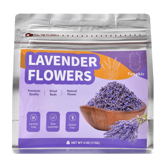 Dried Culinary Lavender Flowers - Food Grade Lavender Buds(4 oz), for Tea, Baking, Potpourri, Home Fragrance & Sachets, Edible Flowers - Gluten Free
