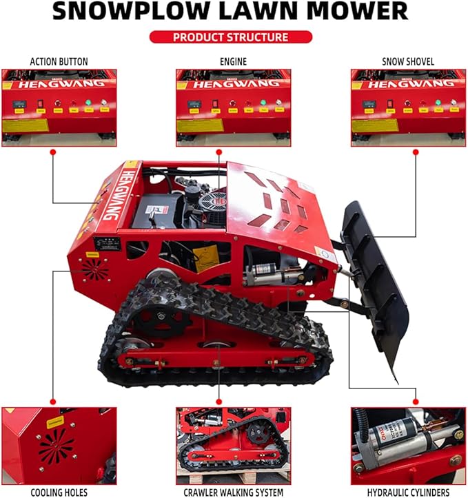 Robot Remote Control Snow Removal and Lawn Mower Electric Start 45°Climbing Crawler Anti-Skid Snow Removal Machine All-Terrain Lawn Mower and Snow Removal Machine (HW-224 Snow)