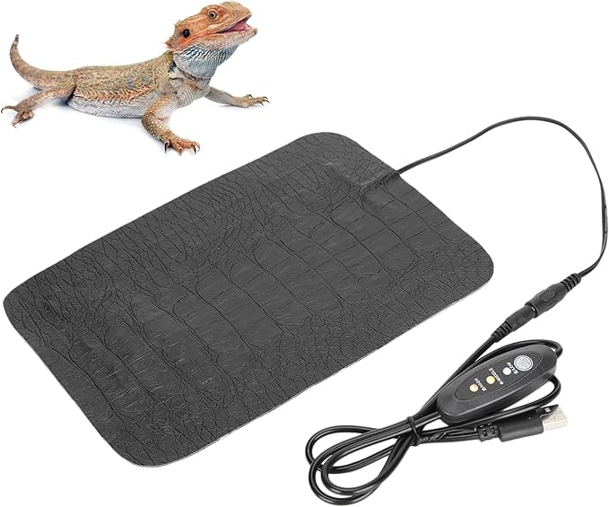 Reptile Heat Pad, Under Tank Terrarium Heating Mat Hermit Crab Heater Non Adhesive with Temperature Adjustment for Small Animals Turtle Tortoise Snakes Lizard Frog Gecko Amphibians Plant Warmer
