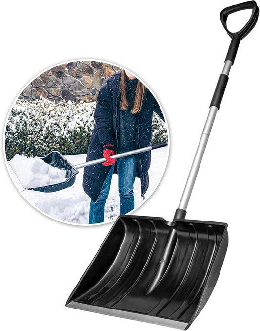 OCGIG Snow Shovel for Driveway Car Garage Home Snow Removal, Heavy Duty 48inch Long Large Capacity Portable Folding Snow Shovel with D-Grip Handle Aluminum Strip for Garden Car Camping Outdoor