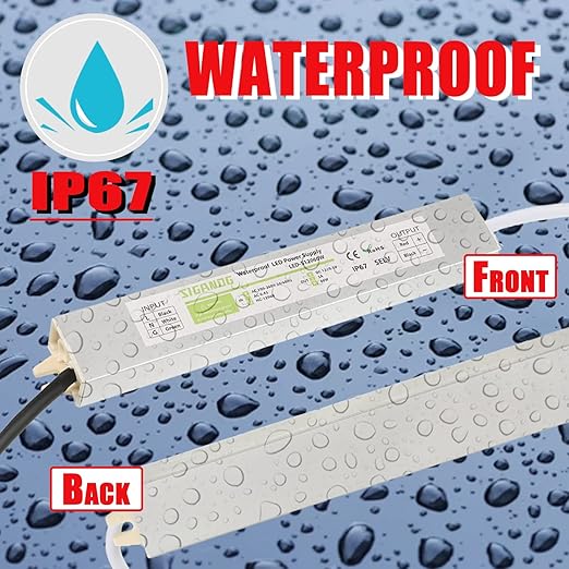 60W Watts LED Driver Power Supply Transformer Adapter Waterproof IP67 100V-260V AC to 12V DC Low Voltage Output for LED Light Outdoor Light 12V DC Led Lights Computer Project
