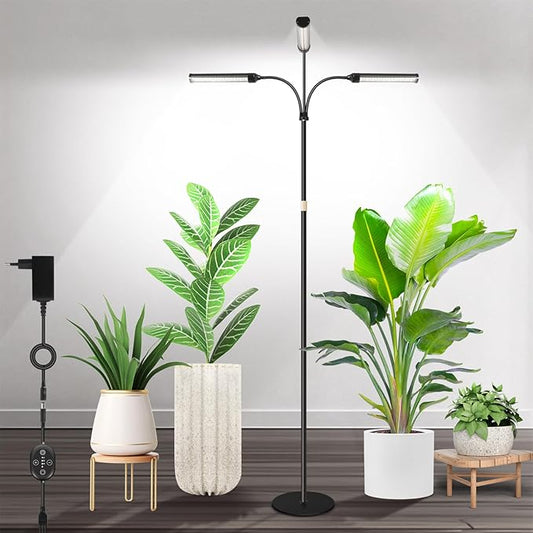Large Plant Lights for Indoor Growing 24V, 660nm-Enhanced Full Spectrum, LM281B+ LED Grow Light, Plant Light with Timer & Dimming, Adjustable Height 24–70in, 9.8in Base, 28W, 560μmol/s/m²@6in