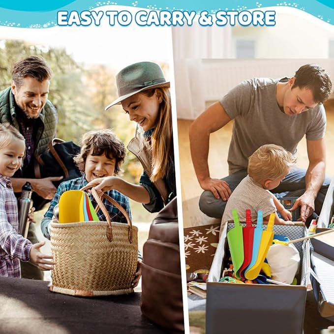 Dilabnba Big 9 inch Beach Sand Shovels Toys for Kids Adults, 9'' Solid Sand Scoop Spade for Toddlers Baby, Heavy Duty Toddler Garden Tools Sandbox Kit for Gardening Shoveling Digging Summer Fun(4PCS)