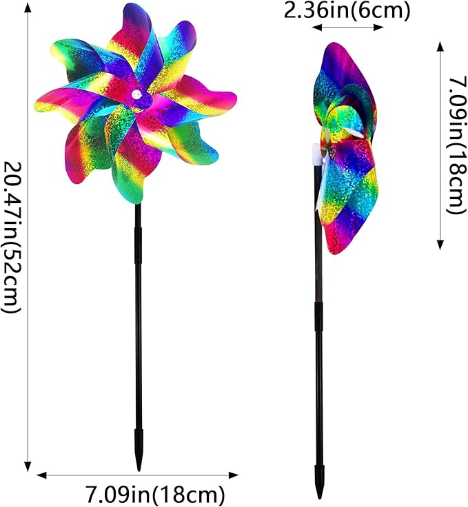 Reflective Bird Repellent Pinwheels, 7.1 inches in Diameter,Gradient Color 8-Blade Reflective Windmill, Outdoor Bird Deterrent, High Reflective Effect, for Yard, Balcony, Garden, Scare Birds.