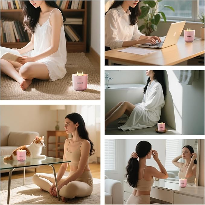 Lavender Scented Candle for Home, 14.1oz 80H Long Lasting Aromatherapy Candles for Sleep & Calm, Non-Toxic Essential Oil & Soy Wax | Floral Relaxation Fragrance