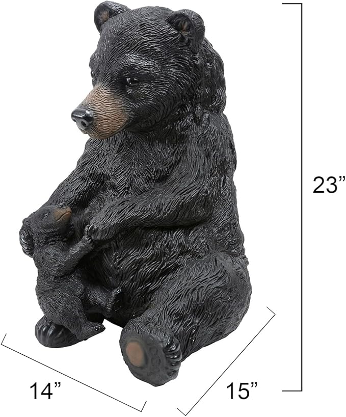 Black Forest Décor Mother & Cub Bear Sculpture - Rustic Polyresin Figurine for Tabletop Decor