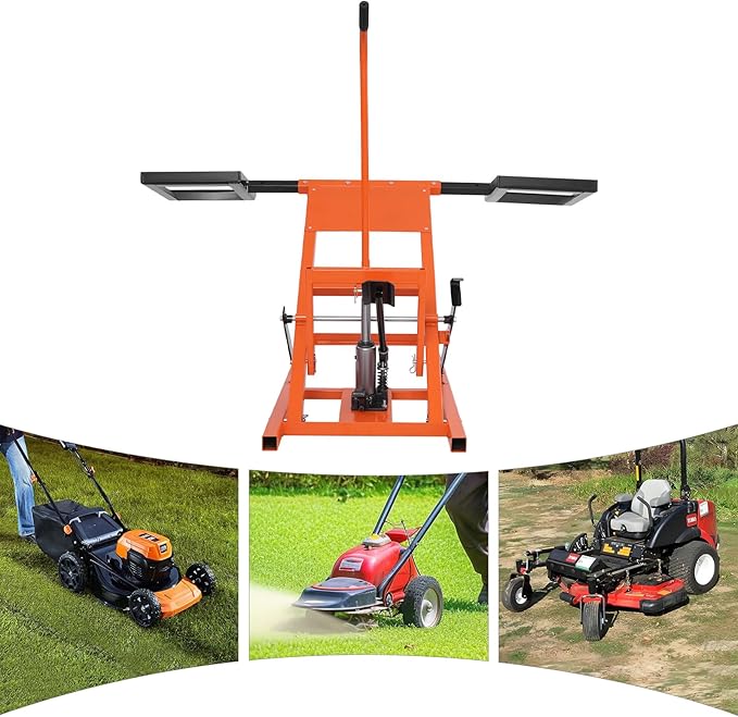 Lawn Mower Lift, 500Lbs Lawn Mower Lift Carbon Steel Hydraulic Lift Jack Lawnmower Lift Tool Adjustable Lawnmower Lifts w/Hydraulic Foot Pedal for Garden Tractors All-Terrain Maintenance and Repair