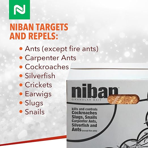 Nisus Niban Granular Bait, Weather-Resistant, Boric Acid Formula, Ants, Roaches, Crickets, Slugs & Snails, Indoor/Outdoor Use, 40 lbs