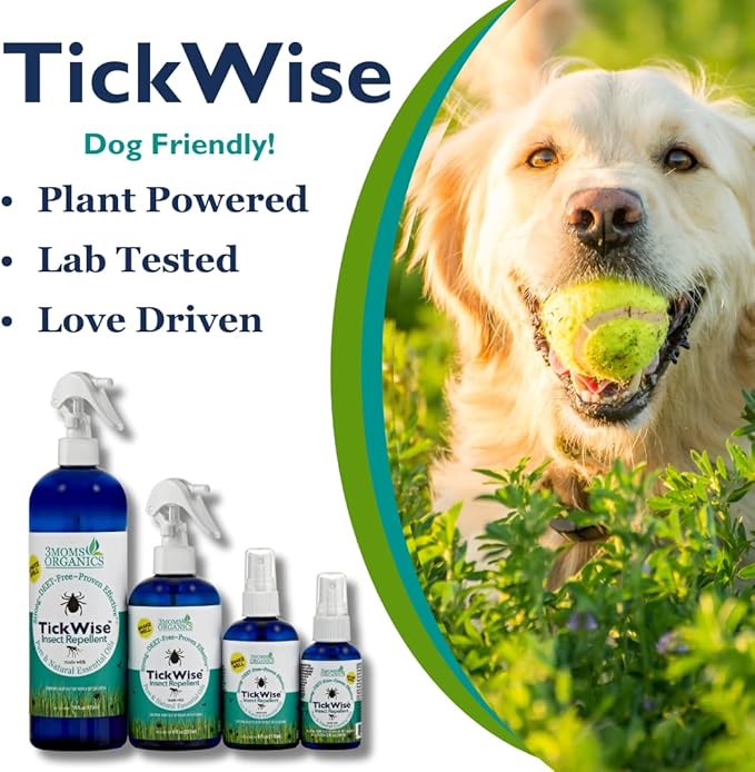 3 Moms Organics, TickWise 8oz Extra Strength Double Whammy 2-Pack - DEET- Free, Tick and Insect Repellent, Plant Based Essential Oils, All Natural Ingredients, Safe for Kids, Adults, Dogs & Horses