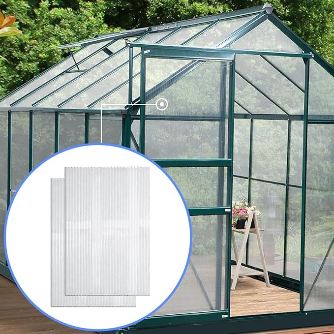 DGSL 14 Pcs Polycarbonate Greenhouse Panels, 4' x 2' x 0.24'' Twin-Wall Panels, Polycarbonate Sheet for All Weather Outdoor Garden and Greenhouse Covering