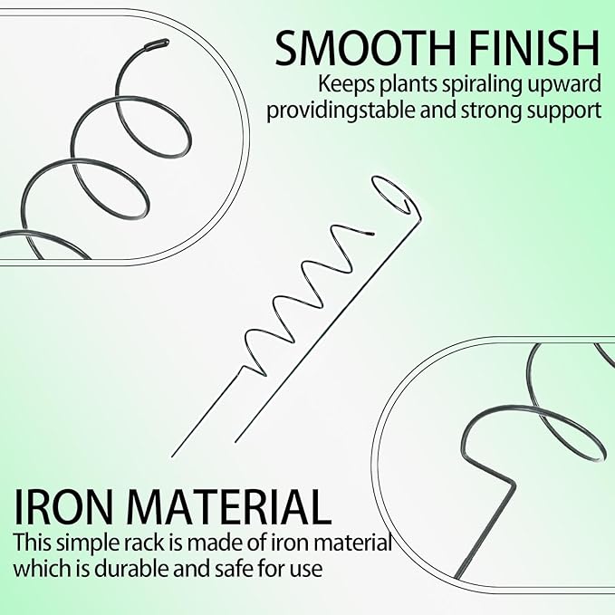 15.75″ Spiral Tomato Plant Stake, Small Spiral Plant Support, Garden Twist Stick for Climbing Plants, Indoor/Outdoor Plant and Rose