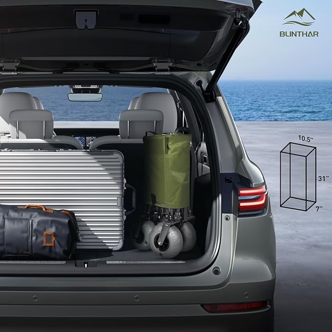 Beach Wagon with Big Wheels for Sand, Heavy Duty Collapsible Folding Wagon with All-Terrain 9" Pneumatic Tires & Drink Holders, Utility Wagon for Garden Sports Camping Outdoor Activities