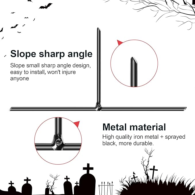 EBaokuup 32PCS Halloween Tombstone Stakes, 6.6"X3" Tombstone Metal Stakes, T-Shaped Ground Stakes for Halloween Outdoor Yard Lawn Foam Graveyard Decorations Decorations