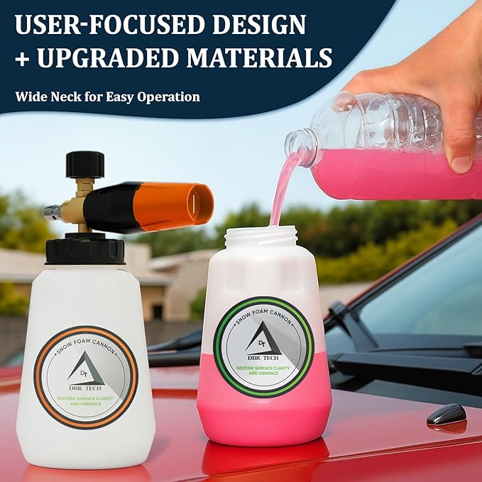 Foam Cannon for Pressure Washer, 1.1mm Orifice, 1000-4000 PSI, 1/4 Inch Quick Connector, Wide Neck and Adjustable Spray, Heavy Duty Car Snow Foam Blaster for Superior Foaming & Deep Clean, Orange