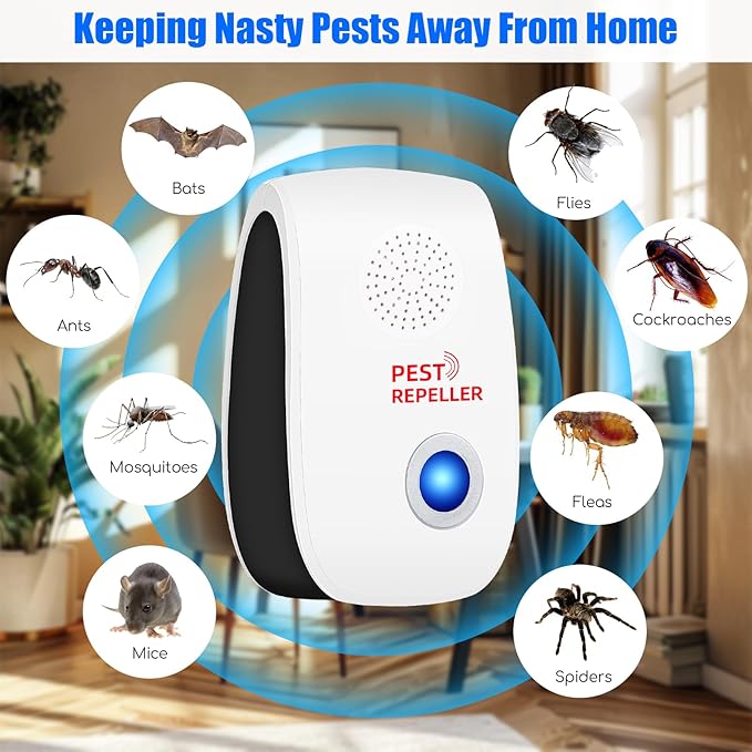 2025 Upgraded Ultrasonic Pest Repeller 8 Packs, Mouse Repellent Indoor Rodent Repellent Ultrasonic Plug in Pest Control for Roach,Mouse,Bugs,Mosquito,Mice,Spider,Ant, Rat Deterrent for House