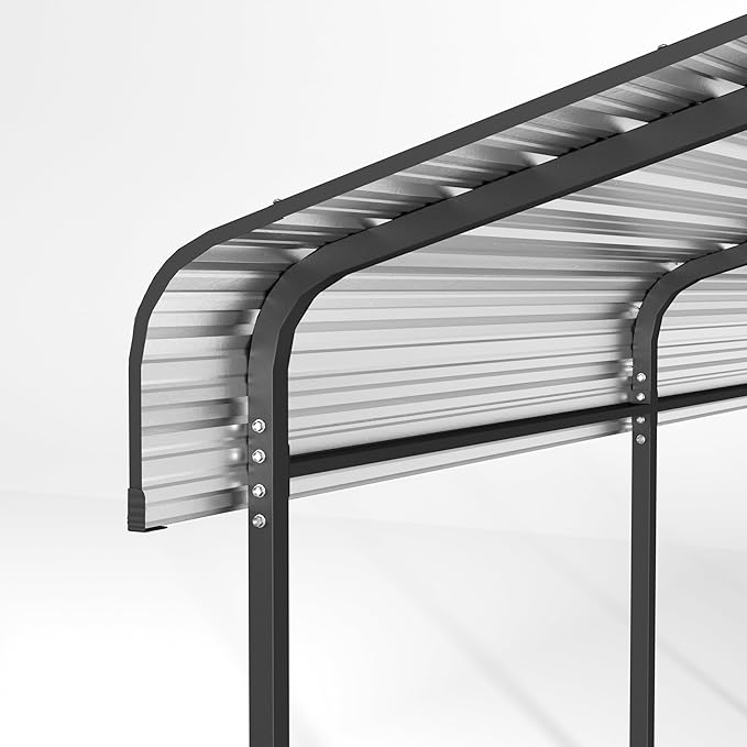 12x20 FT Metal Carport with Enhanced Base and Galvanized Steel Roof, Heavy Duty Outdoor Garage Car Shelter for Car, Boats and Truck