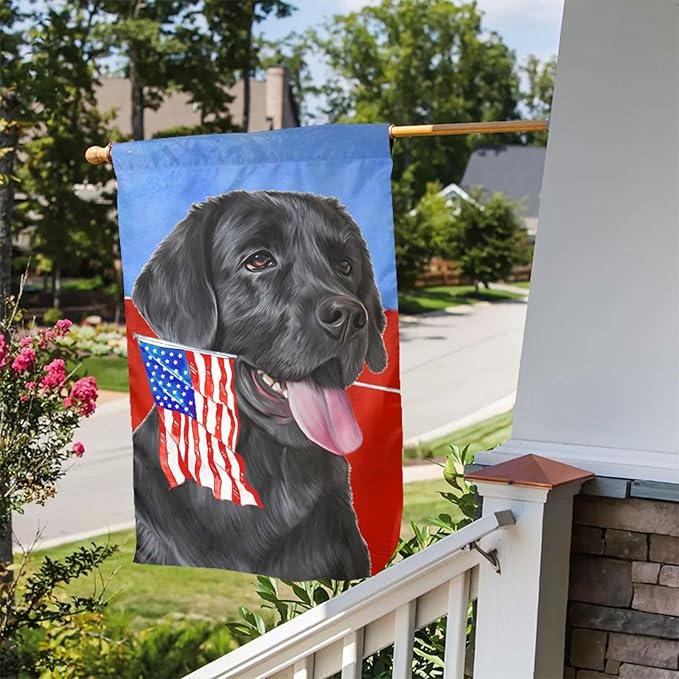 Labrador Lab Dog Black American Flag Garden Flag Welcome Party Outdoor Outside Decorations Picks Home House Garden Yard Decor 12x18 Inch